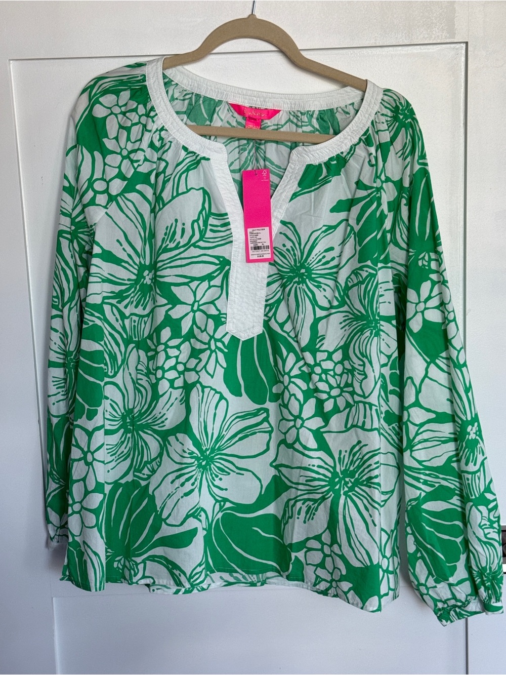 Lilly Pulitzer White and Green Floral Camryn Tunic. NWT. Size XL